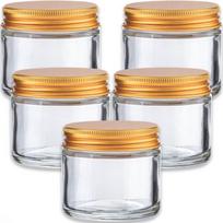 Stiklinis indelis 60 ml su auksiniu aliuminio dangteliu, 5 vnt. rinkinys