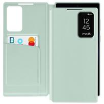 Langas Korpusas - Samsung - Galaxy S23 Ultra - Šviesiai Žalias Oda - Kortelių Laikiklis - Magnetinio Uždarymo