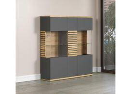 Vitrinos spintelė Trendteam Norris, 131x38x147 cm, pilka/ruda