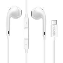 USB-C laidiniai ausinukai - MAYAXESS - Google Pixel 10 - Integruotas mikrofonas - Optimalus komfortas - Balta