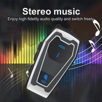 Motociklo šalmo ausinės „Bluetooth 5.0“ „Intercom“ ausinių belaidis ryšys „Intercomunicador Moto“ laisvas skambutis Black