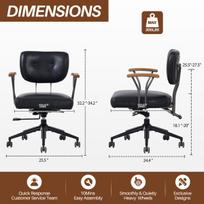 Odinė ergonominė biuro kėdė su ąžuoliniais porankiais, ratukais ir reguliuojamu aukščiu