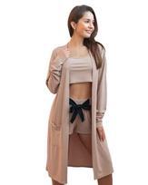 Chalatas moterims Laida, smėlio spalvos, L/XL