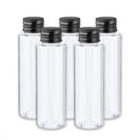 100 ml skaidrus PET buteliukas su juodu aliuminio kamščiu, 5 vnt.