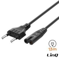 C7 maitinimo kabelis - LinQ - 1,5 m - Atsparus sukimosi jėgai - Saugus įkrovimas - Suderinamas su PC ir konsolėmis