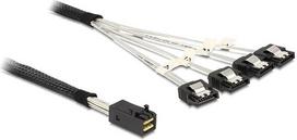 0.5m SAS Mini HD (SFF-8643) į 4x SATA7 Pin Kabelis (Baltas)