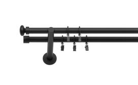 Dviguba Užuolaidų Lazda 260 Cm 19 Mm Juoda Matinė Sigma Silent Su Spygliais