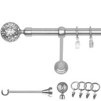 Metalinė Vienguba Užuolaidų Strypa 160 Cm 19 Mm Chromo Matinis Mėnulis Su Žiedais Kištukams