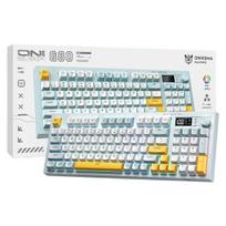 „Onikuma G80“ belaidis klaviatūra su vaivorykštės apšvietimu, LCD ekranu ir daugiafunkciniu rankenėle. 94 klavišai su PBT klavišų dangteliais, užtikrinantys tylų spausdinimą. Idealiai tinka biurui, namams ir žaidimams.