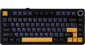 Aula F75 mechaninė klaviatūra, 75% trijų režimų belaidė karšto keitimo žaidimų klaviatūra, RGB, sukamoji rankenėlė, juoda ir geltona