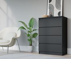 Komoda 3xEliving DEMI su 4 stalčiais, 70 cm, spalva: Juodas