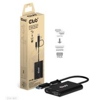 Club3D I/O adapteris CSV-1611, 1 HDMI, 1 VGA, 1 USB-C, 1 USB 2.0, juodas, skirstytuvas