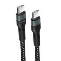 USB-C laidas - LINQ - Power Delivery 60W - Greitas įkrovimas - Ilgis 3m - Juodas