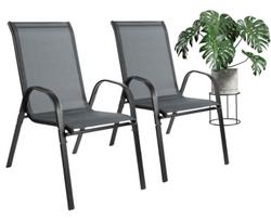 2-jų sodo kėdžių komplektas, modernios metalinės kėdės, 120 kg, pilkos