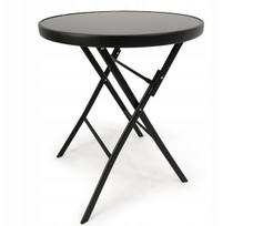 Apvalus sulankstomas stalas sodo balkono terasa TASOS 60 cm juoda