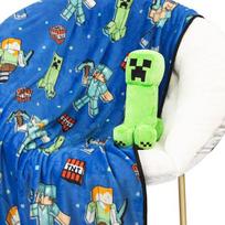 Minecraft Creeper Pliušinis Rinkinys: Antklodė 130x150cm ir Pagalvė