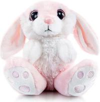 My Oli Minkštas žaislinis triušis 20 cm pliušinis triušis kimštinis žaislas minkšti žaislai suglebusios ausys sėdintis minkštas triušis pliušiniai žaislai mergaitėms vaikams berniukams rožinės spalvos