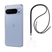 Google Pixel 10 Pro XL dėklas ir kaklo dirželis - Skaidrus TPU minkštas apsauginis, universalus reguliuojamas juodas Phonillico®
