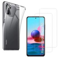 Xiaomi REDMI NOTE 10 4G dėklas ir 2 grūdinto stiklo apsaugos - minkštos silikoninės apsaugos, ekrano apsaugos folija Phonillico®