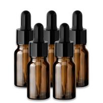 Rudas 10 ml stiklinis buteliukas su juoda pipete, 5 vnt. rinkinys