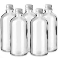 100 ml skaidrus stiklinis butelis su aliuminio dangteliu, 5 vnt. rinkinys