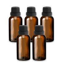 30 ml rudos spalvos stiklinis buteliukas su juodu lašintuvu [2] – 5 vnt. pakuotė