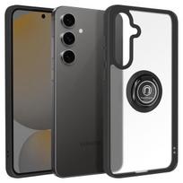 Samsung Galaxy S24 FE dėklas - Metalinis žiedas - Smūgiams atsparus - Skaidrus nugarėlė - Vaizdo palaikymas