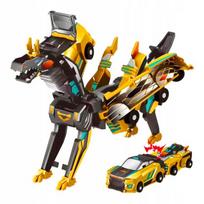 Magnetinis automobilis transformuojamas 2 viename – automobilis dinozauras, auksinis, magnetinis žaislas vaikams nuo 3 metų