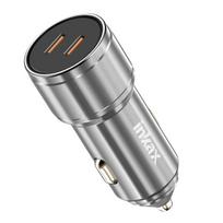 Automobilinis Įkroviklis - Inkax - 60W - 2x USB-C - Greitas Įkrovimas - Sidabrinis Metalinis Dizainas