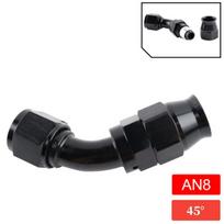 Juodas AN4/AN6/AN8/AN10/AN12 PTFE žarnos galo adapteris tiesus 45 90 180 laipsnių, skirtas alyvos kuro dujų žarnos linijai