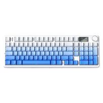 AULA F99 MAX mechaninė klaviatūra, 3 režimų belaidė žaidimų klaviatūra su LCD ekranu ir RGB apšvietimu, balta ir mėlyna