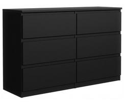 Komoda 3xEliving DEMI su 6 stalčiais, 120 cm, spalva: Juodas