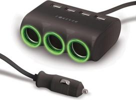 Įkroviklis-šakotuvas automobilinis Forever CSS-05 3 in 1 su 4xUSB ir 3x12V jungtimis