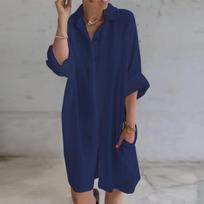 Plius Dydžio Medvilninių Linų Marškinėlių Suknelė Moterims Didelio Dydžio Trumpa Mini Suknelė Casual Fashi_Blue_XL, XL