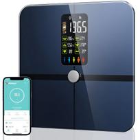 Svarstyklės Išmaniosios skaitmeninės kūno svarstyklės LIVMAN FI2019LB-B su išsamia kūno sudėties analize, LCD ekranu ir Fitdays programėlės valdymu, įkraunamos 4xAAA baterijomis