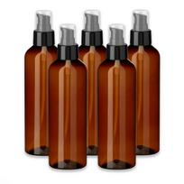 Rudas PET butelis 200 ml su juodu pompa, 5 vnt. rinkinys