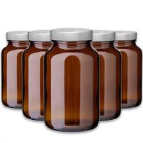 Rudas stiklinis 200 ml stiklainis su sidabriniu unishell dangteliu, 5 vnt. rink.