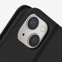 Apple iPhone 13 dėklas Premium odinis Kortelių laikiklis Palaikymo funkcija Video juoda