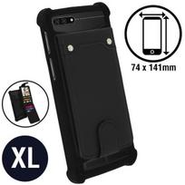 Išmaniojo telefono dėklas - Universalus - Juodas silikonas - 5,0" iki 5,3" - Lankstus - Kortelių skyriai