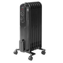 7 briaunų aliejinis šildytuvas 1500 W, juodas, su galios valdymu ir termostatu 240 V