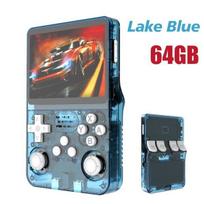Žaidimų konsolė R36S Atviro kodo retro nešiojama žaidimų konsolė - Linux, 3.5" IPS ekranas, 64GB/128GB, nešiojamas grotuvas - Mėlyna 64G