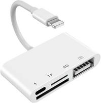 SD kortelių skaitytuvas, 4 viename „Lightning to USB“ fotoaparato kortelių skaitytuvo adapteris su USB 2.0 OTG sąsaja
