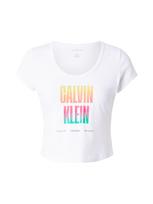 Calvin Klein Jeans Marškinėliai 'Slim Stretch Logo - Pride' geltona / mandarinų spalva / rožinė / balta