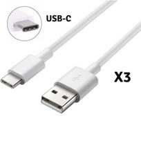 USB-C kabeliai - PHONILLICO - 3 vnt. rinkinys - Suderinamas su Samsung Galaxy A3/A5/A8/A9 - 1 metras - Baltas