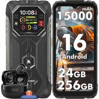 Telefonas Blackview ROCK 1 6.56" 24GB+256GB 15000mAh Android 16 NFC/GPS/4G + Airbuds 9 - Juoda