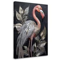 Paveikslas Ant Drobės, Flamingo paukščiai sidabriniai gyvūnai