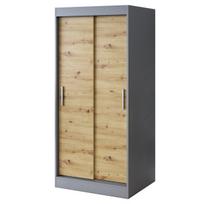 Stumdomoji spinta su lentynomis ir pakabų strypais Belvedo Gold matinis antracitas Artisan ąžuolas 90x200cm komplektas