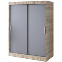 Stumdoma spinta 150x200cm - Sonoma ąžuolas / matinė antracito spalva - AUKSINĖ stumdoma spinta - su 5 lentynomis ir 2 bėgeliais