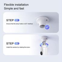 3 MP 1080P E27 WiFi apsaugos kamera, belaidis judesio aptikimas, pasukamas, naudojamas lauke, 110–220 V, 3 MP raiška, plataus kampo objektyvas