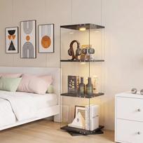 Stiklinė vitrina, 121 x 38 x 38 cm, 360° besisukanti, su LED apšvietimu, apsauga nuo apvirtimo, juoda